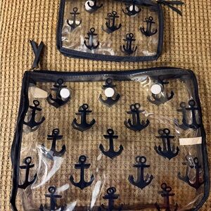 Clear Anchor Print Cosmetic Bags